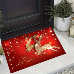 Christmas Entrance Door Mat Decorative Non-slip Flannel Printed Floor Mat
