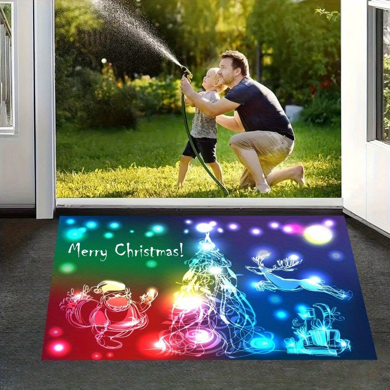 Christmas Entrance Door Mat Decorative Non-slip Flannel Printed Floor Mat