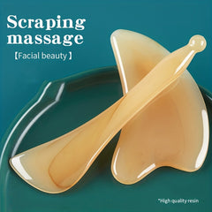2pcs Chinese Facial Massage Tool Faux OX Horn Gua Sha Board SPA Massage