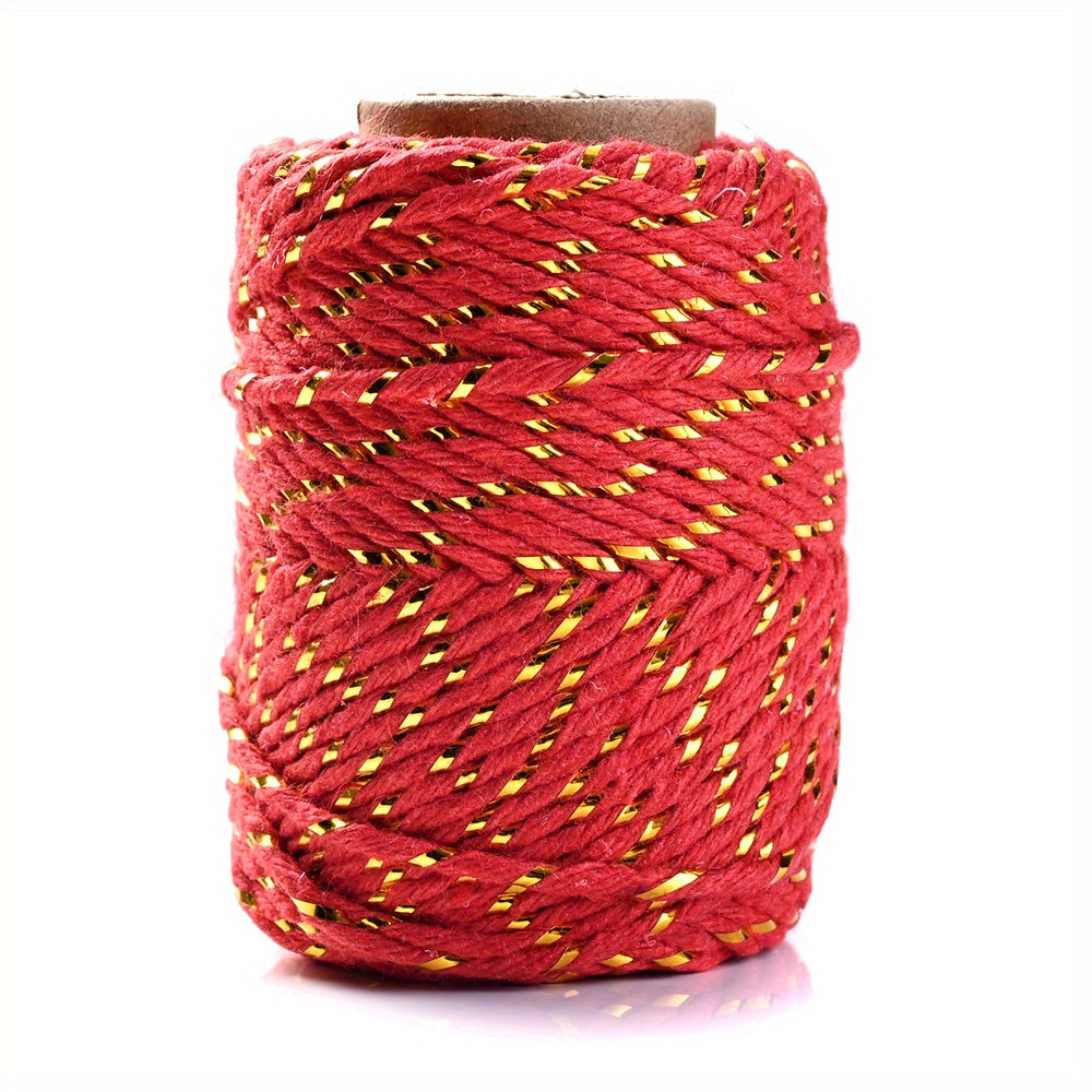 20m Golden Red Green 2mm Christmas Twine For Gift Wrapping DIY Crafts