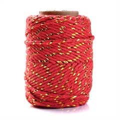 20m Golden Red Green 2mm Christmas Twine For Gift Wrapping DIY Crafts