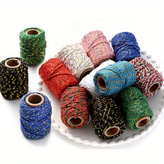 20m Golden Red Green 2mm Christmas Twine For Gift Wrapping DIY Crafts