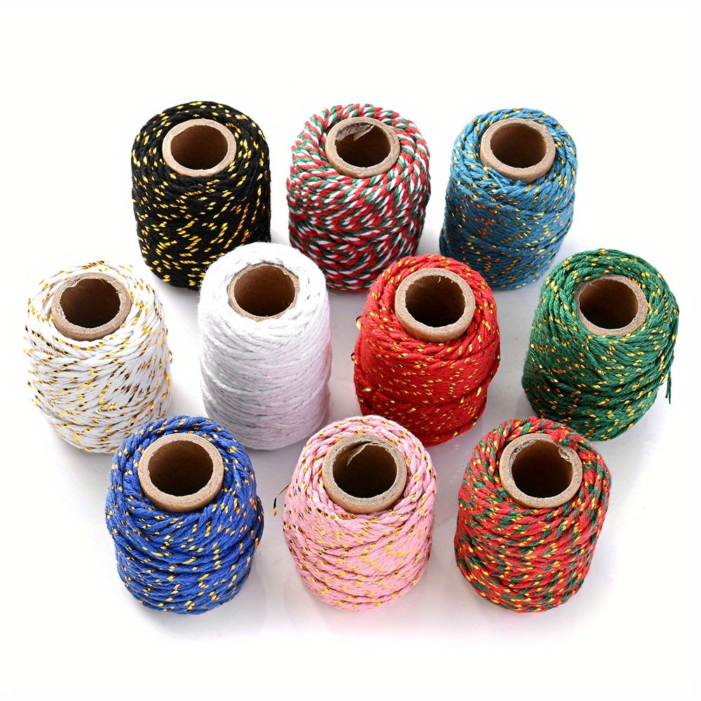 20m Golden Red Green 2mm Christmas Twine For Gift Wrapping DIY Crafts