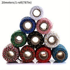 20m Golden Red Green 2mm Christmas Twine For Gift Wrapping DIY Crafts