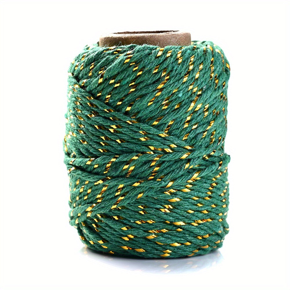 20m Golden Red Green 2mm Christmas Twine For Gift Wrapping DIY Crafts