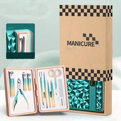10pcs Manicure Tools Set Stainless Steel Pedicure Nail Clipper w/ Bag