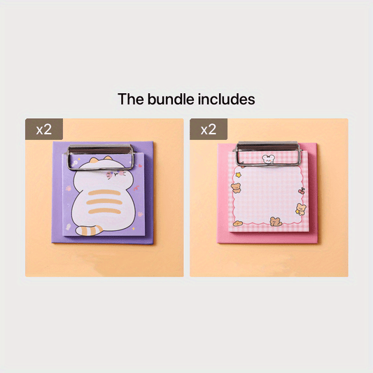 4pcs Cartoon Clipboard Notepads 30sheets Each