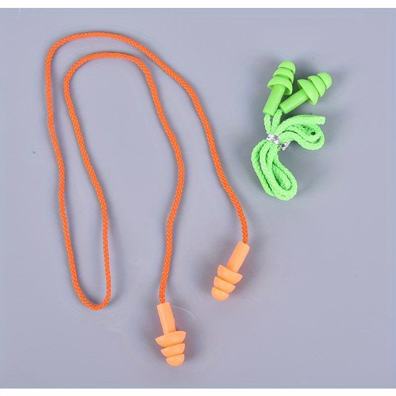 2pcs Soft Anti Noise Ear Plugs Waterproof Swimming Earplugs with Rope