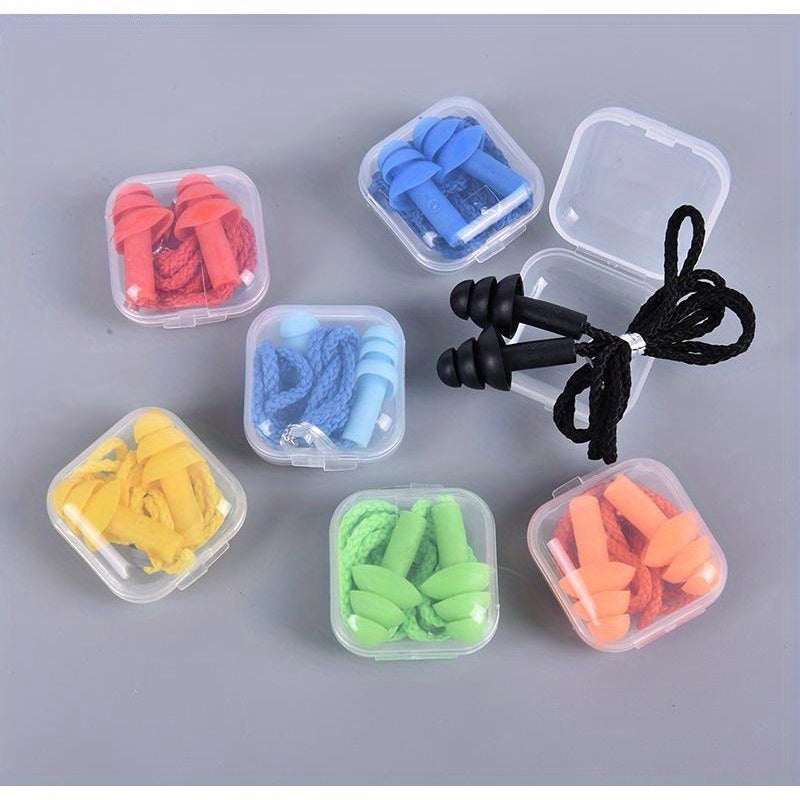 2pcs Soft Anti Noise Ear Plugs Waterproof Swimming Earplugs with Rope