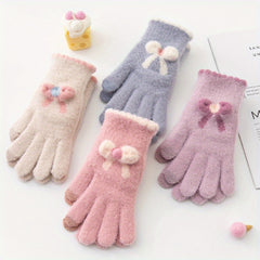 Warm Plush Finger Splitting Gloves Touch Screen Cycling Winter Knitted 5 Fingers