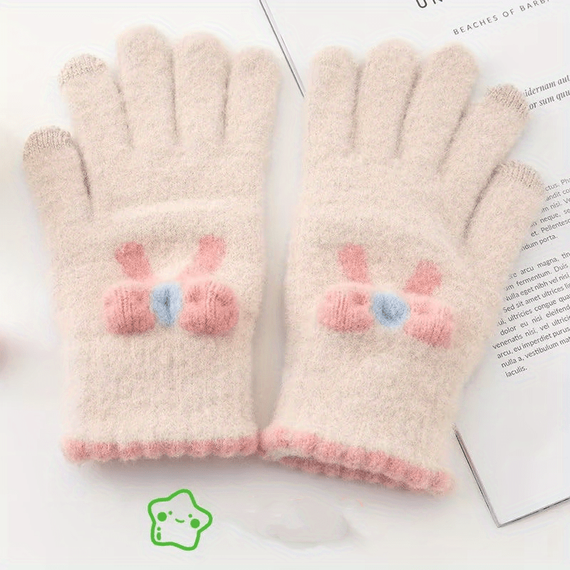 Warm Plush Finger Splitting Gloves Touch Screen Cycling Winter Knitted 5 Fingers