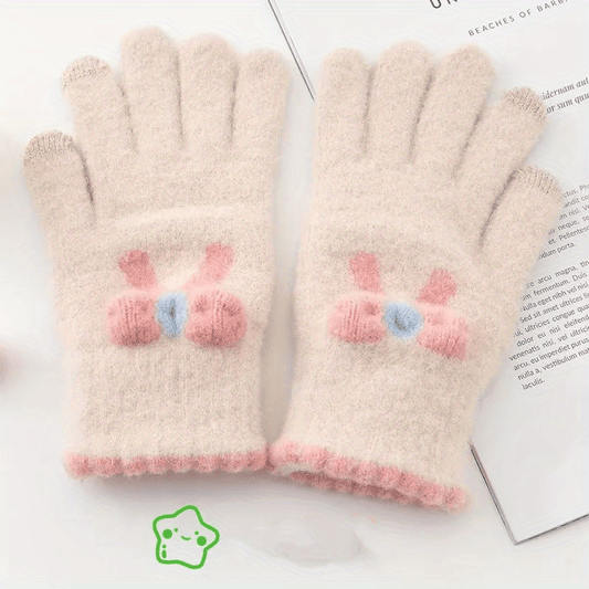 Warm Plush Finger Splitting Gloves Touch Screen Cycling Winter Knitted 5 Fingers