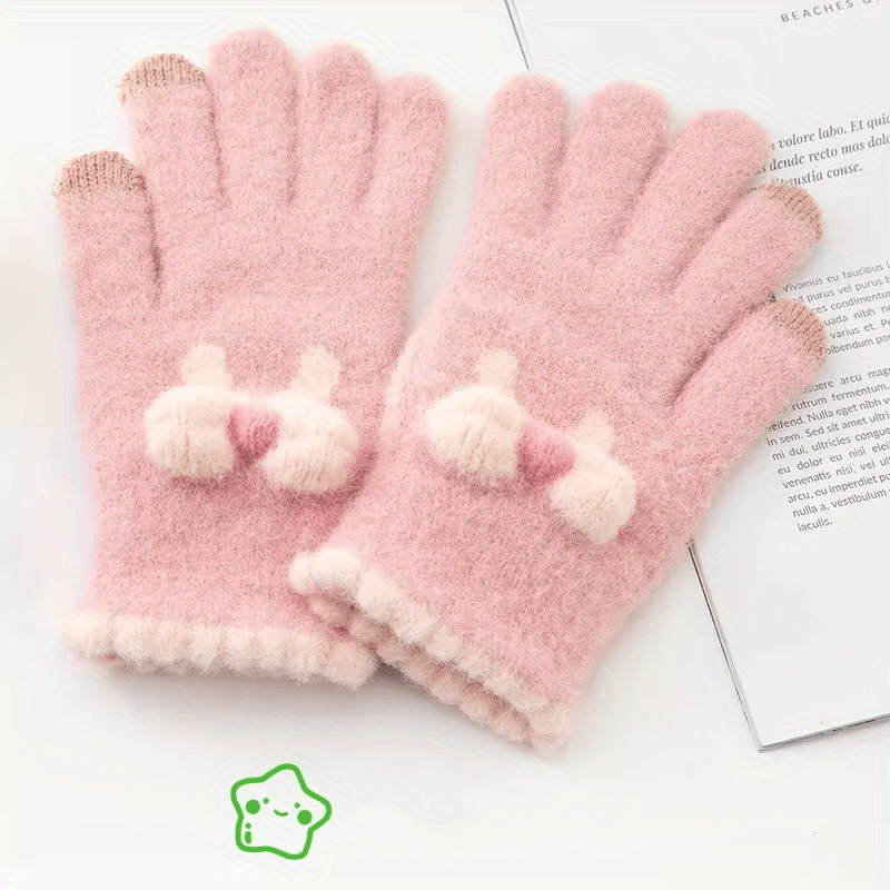Warm Plush Finger Splitting Gloves Touch Screen Cycling Winter Knitted 5 Fingers