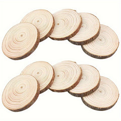 10pcs Natural Wood Round Art Thick Wood Chips Bark DIY Crafts Coasters