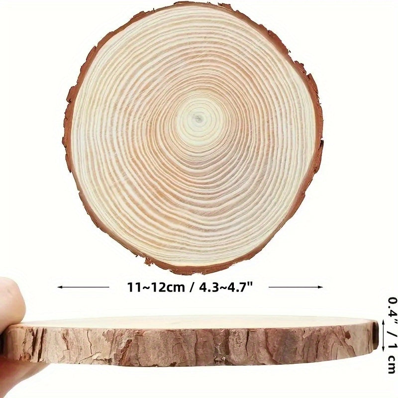 10pcs Natural Wood Round Art Thick Wood Chips Bark DIY Crafts Coasters