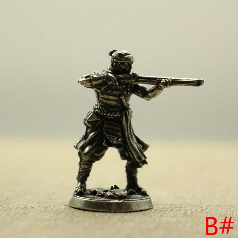 Vintage Copper Gun Soliders Figurines Model Statue Desktop Ornament