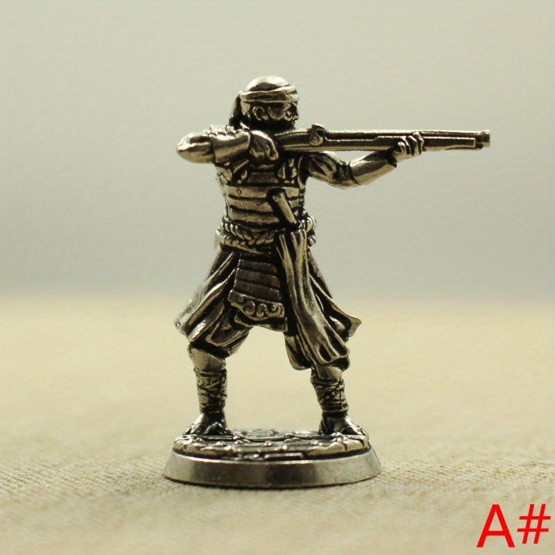 Vintage Copper Gun Soliders Figurines Model Statue Desktop Ornament
