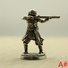 Vintage Copper Gun Soliders Figurines Model Statue Desktop Ornament