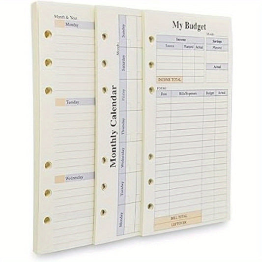 82pcs Weekly&Monthly Planner & 6 Hole Budget System Refill