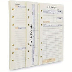 82pcs Weekly&Monthly Planner & 6 Hole Budget System Refill