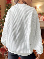 Gingerbread Man Waffle Lounge Top Christmas Crew Neck Long Sleeve