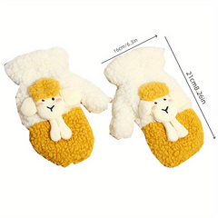 Kids Winter Warm Gloves Plush Coldproof Cartoon Riding Gloves