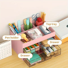 Pen Organizer with 4 Drawer Pencil Holder Desk Organizer