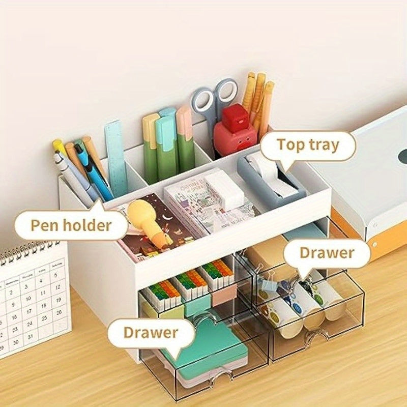 Pen Organizer with 4 Drawer Pencil Holder Desk Organizer