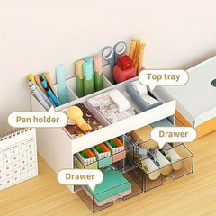 Pen Organizer with 4 Drawer Pencil Holder Desk Organizer