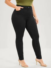 High Rise Skinny Jeans - Button Fly Solid Plus Size