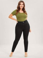 High Rise Skinny Jeans - Button Fly Solid Plus Size