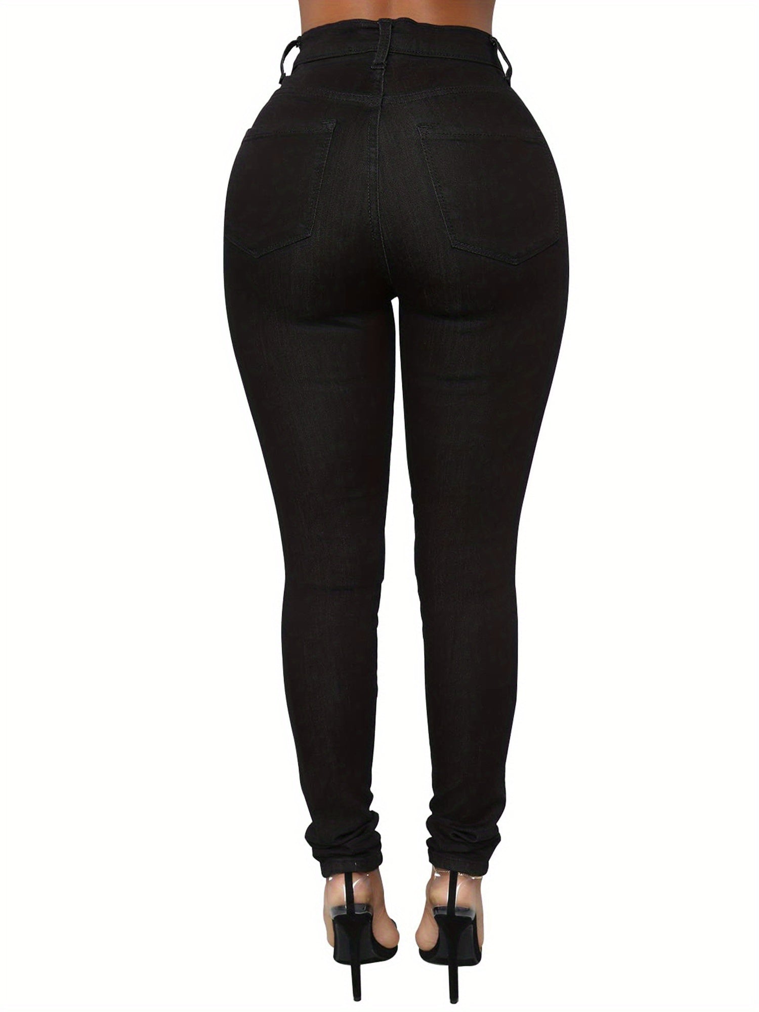 High Rise Skinny Jeans - Button Fly Solid Plus Size
