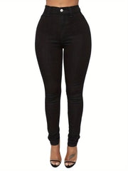 High Rise Skinny Jeans - Button Fly Solid Plus Size
