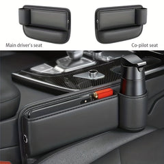 Car PU Leather Storage Box Seat Gaps Cup Holder