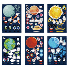 12 Sheets Outer Space Planet Puzzle Stickers Educational DIY Stickers