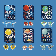 12 Sheets Outer Space Planet Puzzle Stickers Educational DIY Stickers