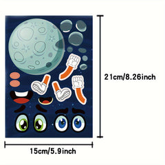 12 Sheets Outer Space Planet Puzzle Stickers Educational DIY Stickers