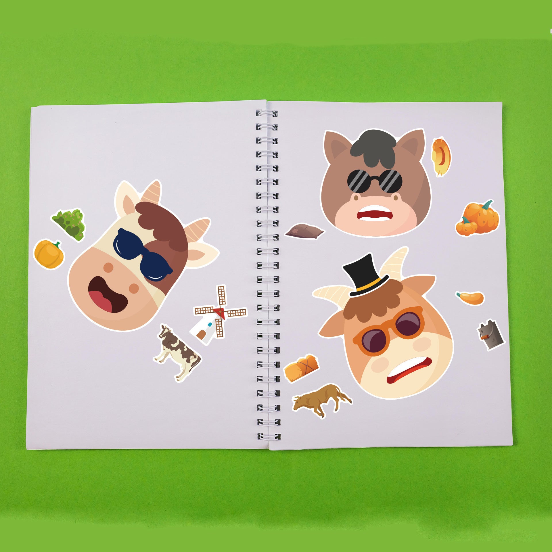 12pcs Farm Animal Puzzle Cartoon Stickers DIY Stickers Self adhesive Stickers