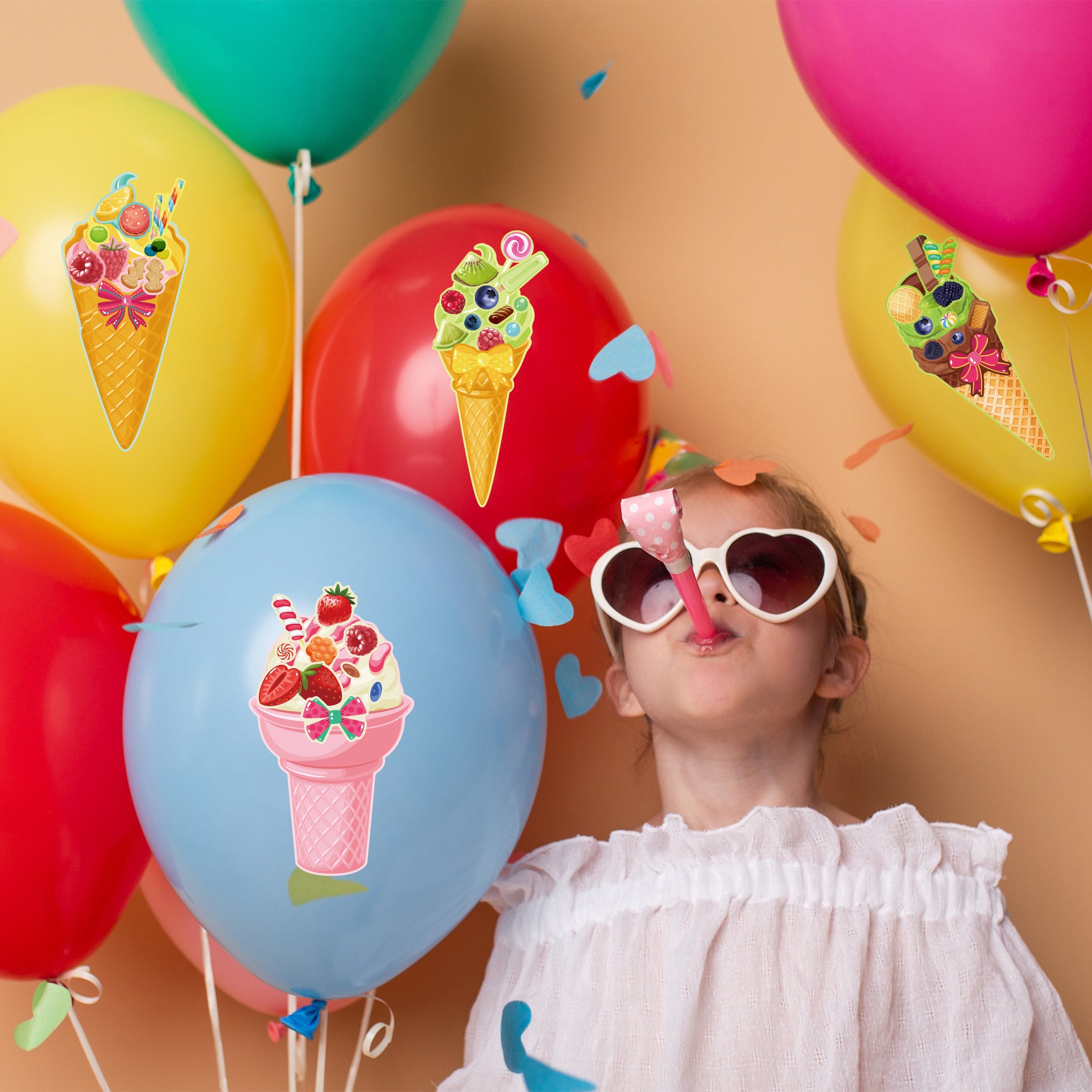 Anime Cartoon Ice Cream Pattern DIY Face Stickers
