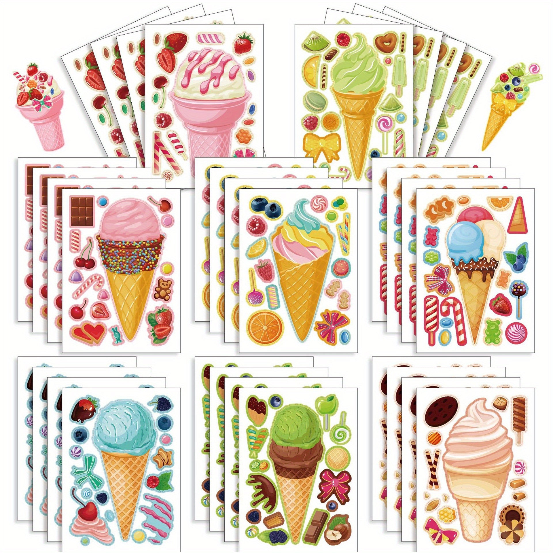 Anime Cartoon Ice Cream Pattern DIY Face Stickers