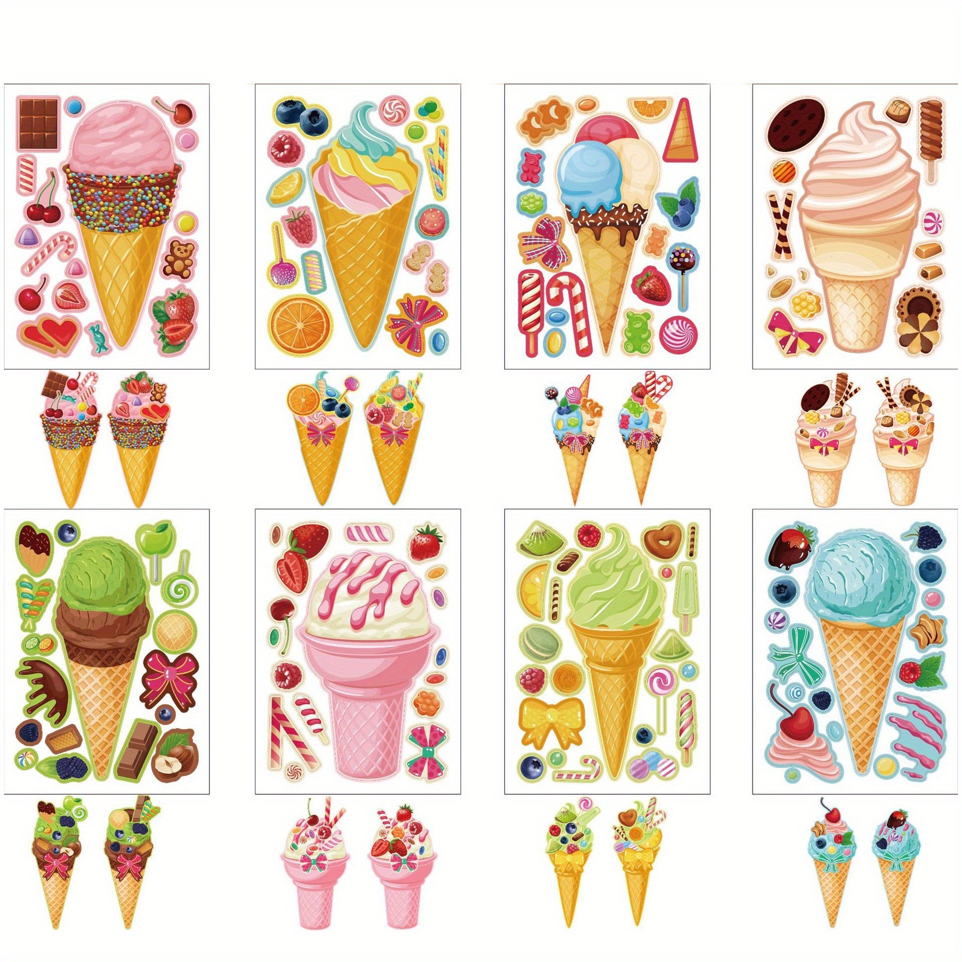 Anime Cartoon Ice Cream Pattern DIY Face Stickers