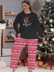 Christmas Pajama Set Women's Star Christmas Tree & Slogan Print