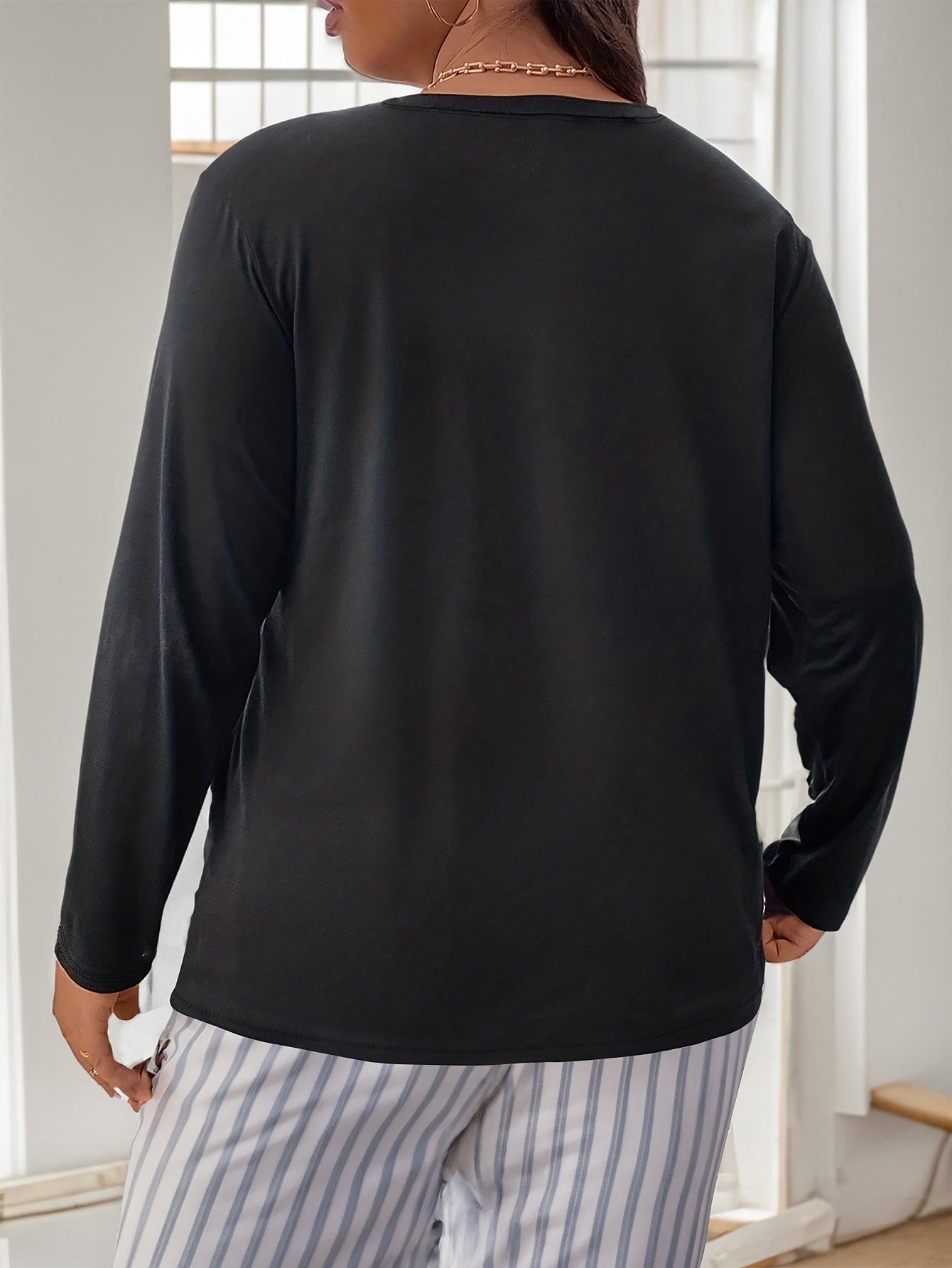Pumpkin Print Long Sleeve Pajama Top