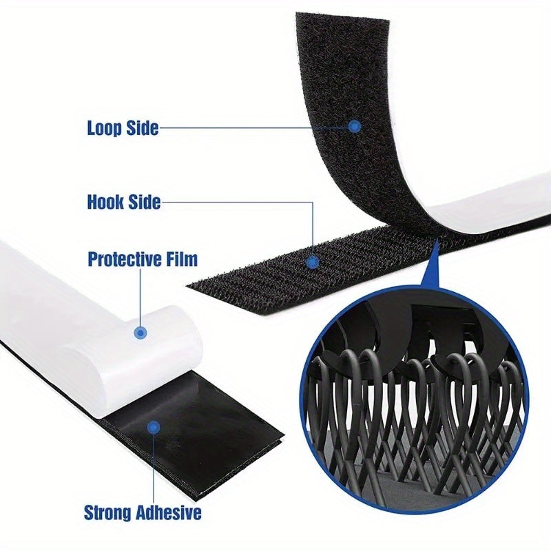 1pc Hook Loop Strips Adhesive Heavy Duty Tape Double Sided Hook Loop Rolls