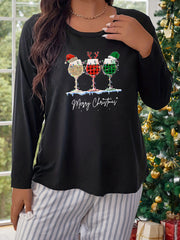 Women's Plus Size Christmas Graphic Print Pajama Top