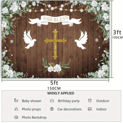 Green Leaves Christening Party Background Cloth Tapestry Banner