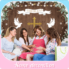 Green Leaves Christening Party Background Cloth Tapestry Banner