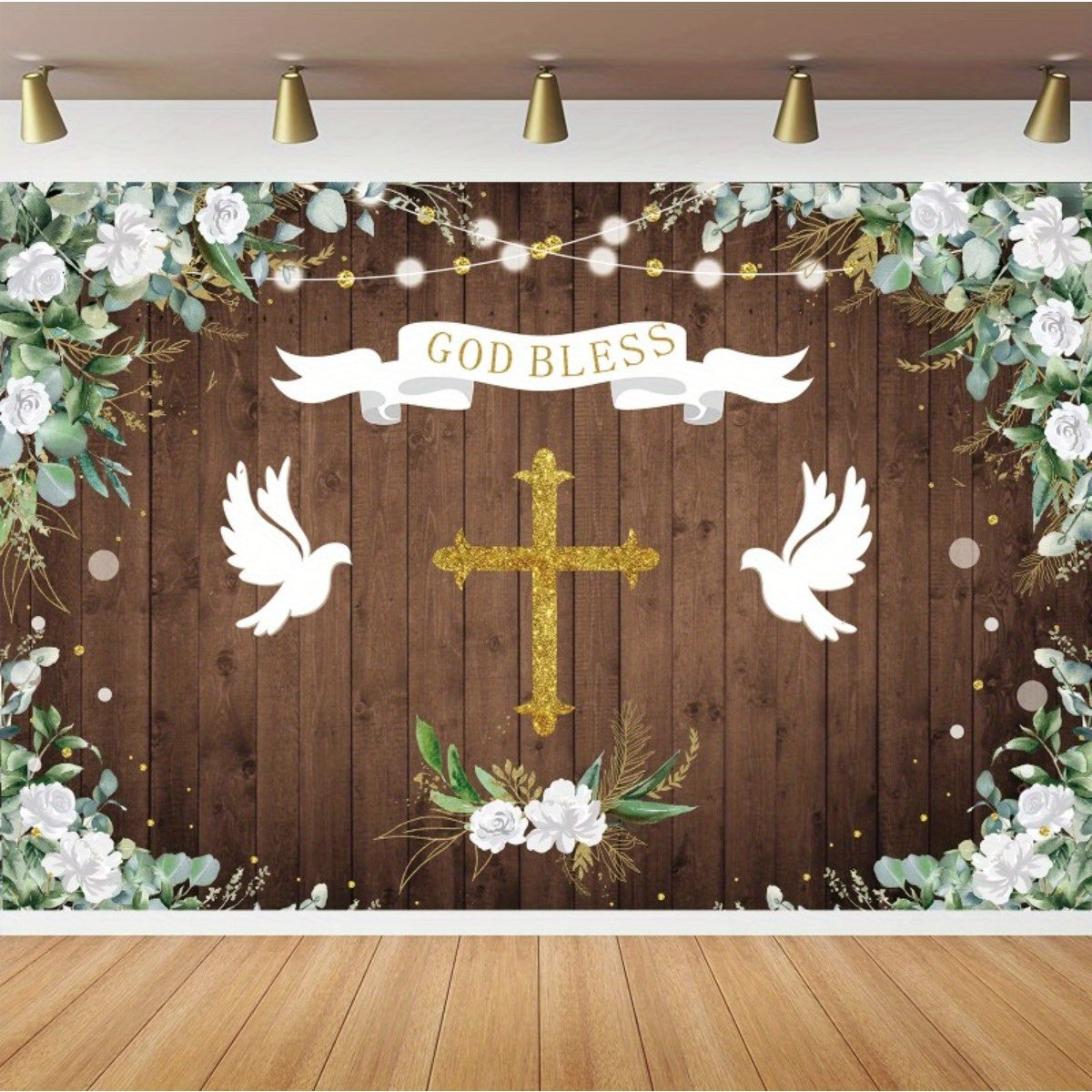 Green Leaves Christening Party Background Cloth Tapestry Banner