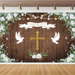 Green Leaves Christening Party Background Cloth Tapestry Banner