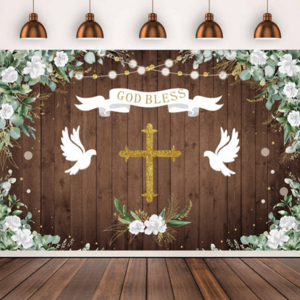 Green Leaves Christening Party Background Cloth Tapestry Banner